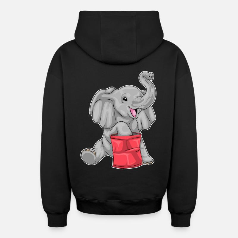 Chips d’éléphant - Sweat à capuche unisexe zippé oversize épais SPREAD - noir