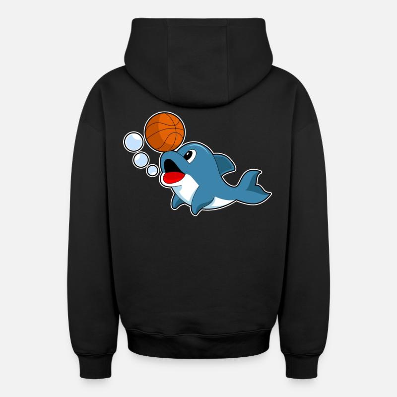 Dolphin Basketteur Basketteur - Sweat à capuche unisexe zippé oversize épais SPREAD - noir