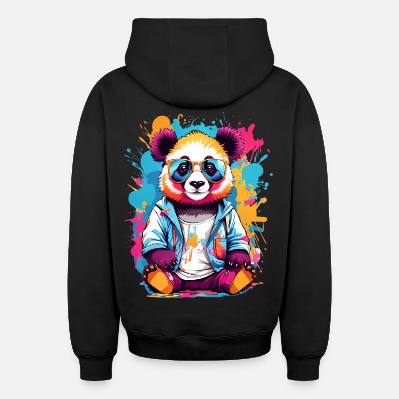Panda Ours - Sweat à capuche unisexe zippé oversize épais SPREAD - noir