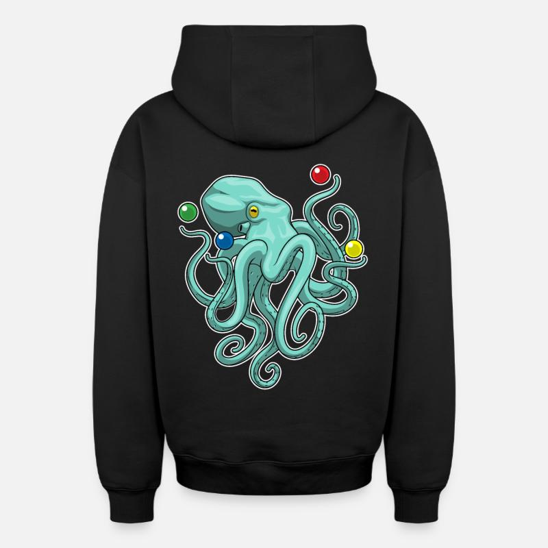 Jongleur de poulpe jongleur - Sweat à capuche unisexe zippé oversize épais SPREAD - noir