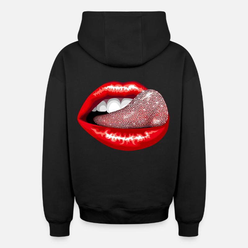 Langue précieuse - Sweat à capuche unisexe zippé oversize épais SPREAD - noir