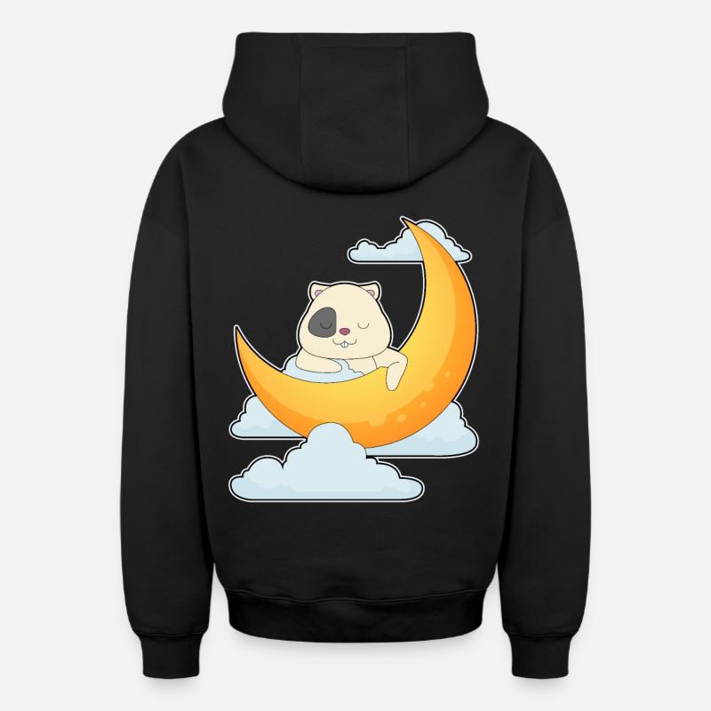Hamster Nuages de lune - Sweat à capuche unisexe zippé oversize épais SPREAD - noir