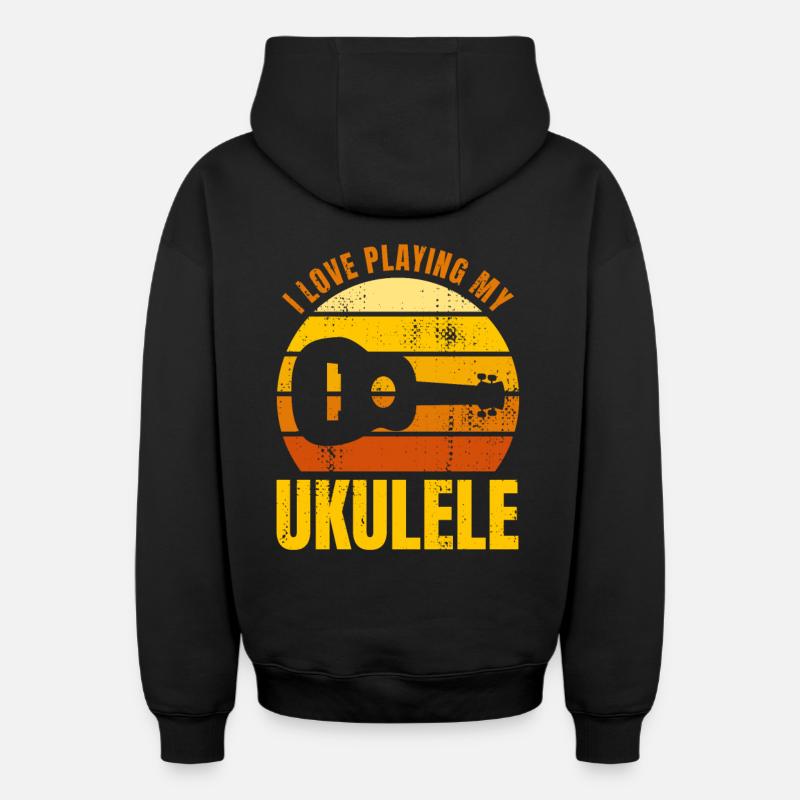 Dicton de motivation pour ukulélé - Sweat à capuche unisexe zippé oversize épais SPREAD - noir