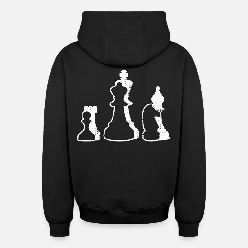 Pièces d’échecs - Sweat à capuche unisexe zippé oversize épais SPREAD - noir