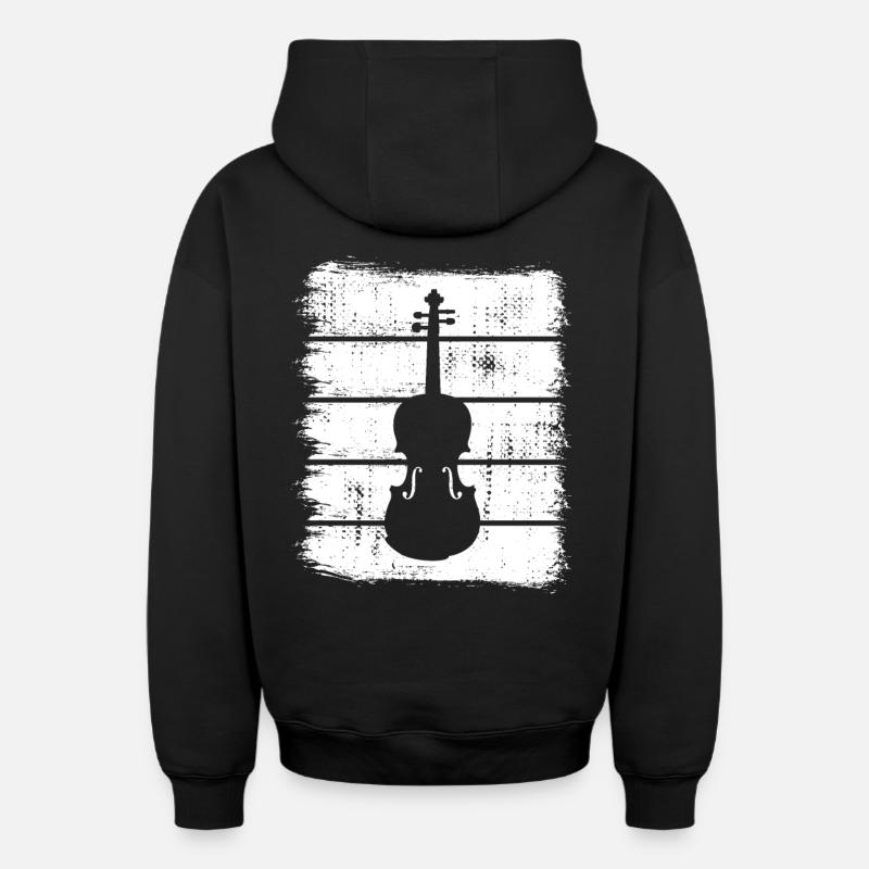 Violon - Sweat à capuche unisexe zippé oversize épais SPREAD - noir