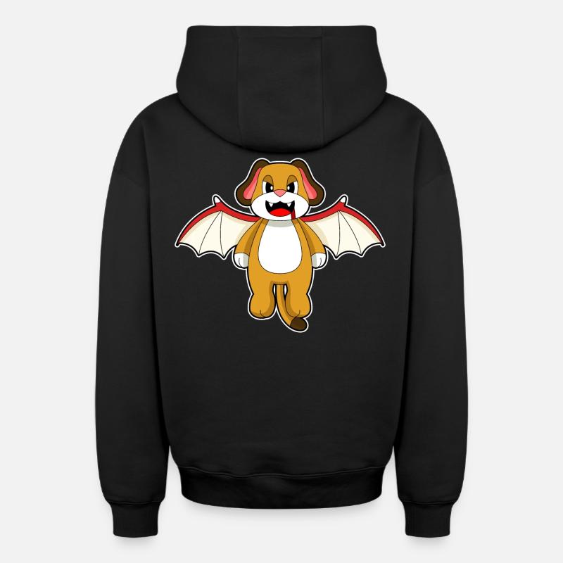 Chien Halloween Bat - Sweat à capuche unisexe zippé oversize épais SPREAD - noir