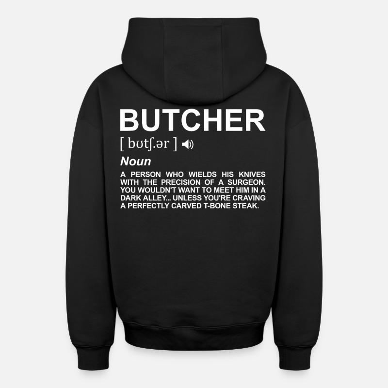 Définition de boucher - Sweat à capuche unisexe zippé oversize épais SPREAD - noir