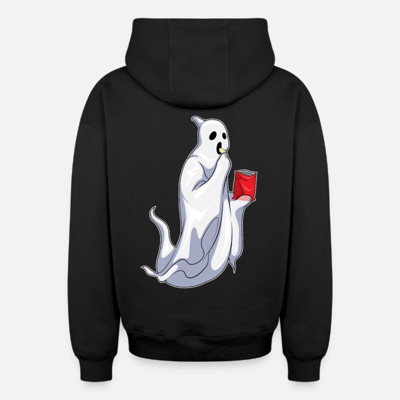 Chips d’Halloween fantôme - Sweat à capuche unisexe zippé oversize épais SPREAD - noir