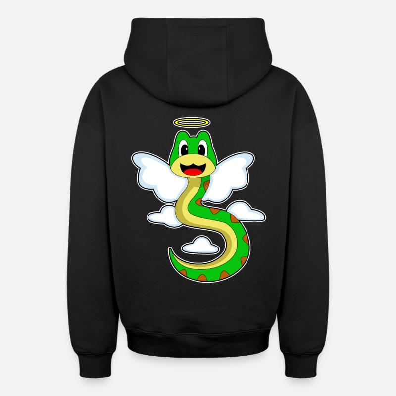 Serpent Ange Ailes d’Ange - Sweat à capuche unisexe zippé oversize épais SPREAD - noir