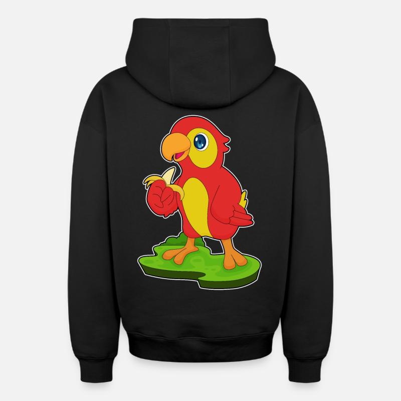 Perroquet Banane Fruit - Sweat à capuche unisexe zippé oversize épais SPREAD - noir