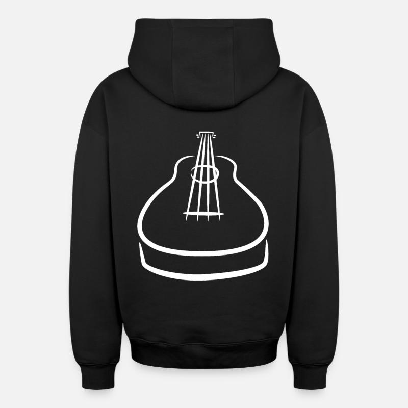 Dessin de ukulélé - Sweat à capuche unisexe zippé oversize épais SPREAD - noir