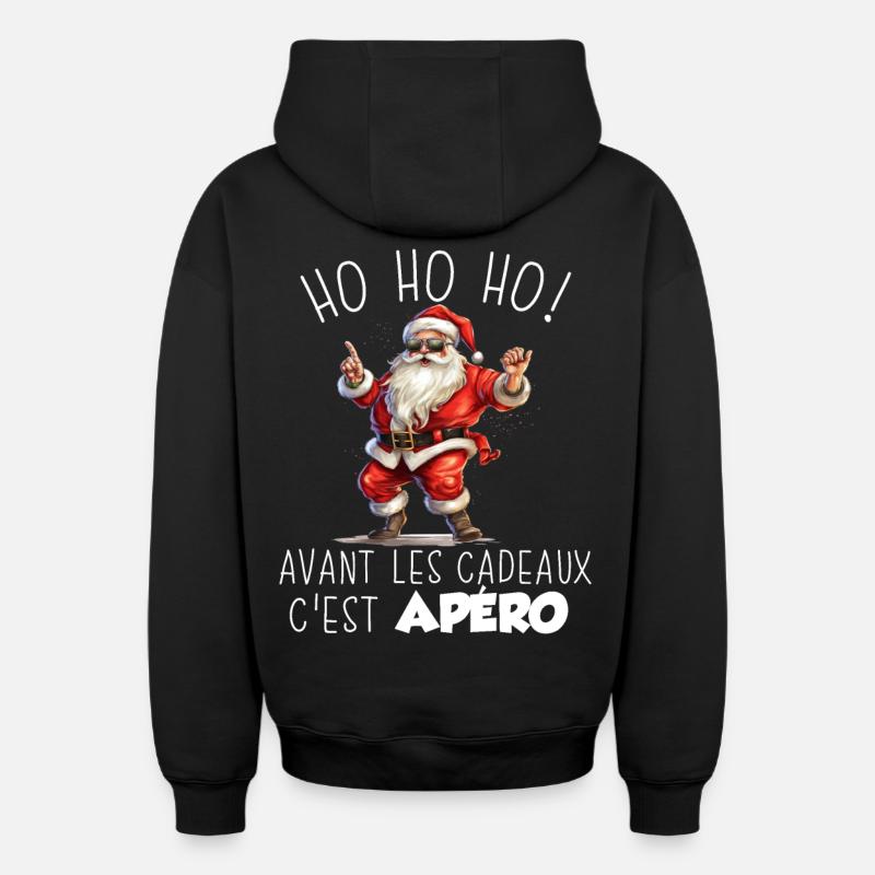 Pull Moche De Noël - Sweat à capuche unisexe zippé oversize épais SPREAD - noir
