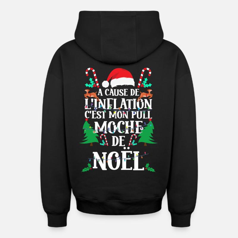 Pull Moche De Noël - Sweat à capuche unisexe zippé oversize épais SPREAD - noir