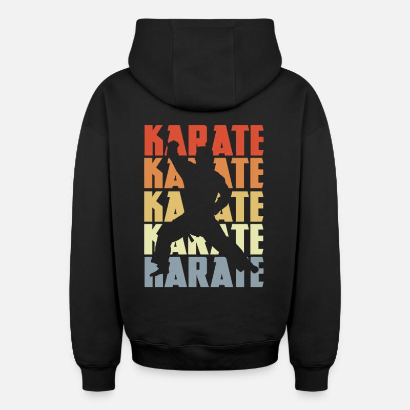 Karaté rétro - Sweat à capuche unisexe zippé oversize épais SPREAD - noir
