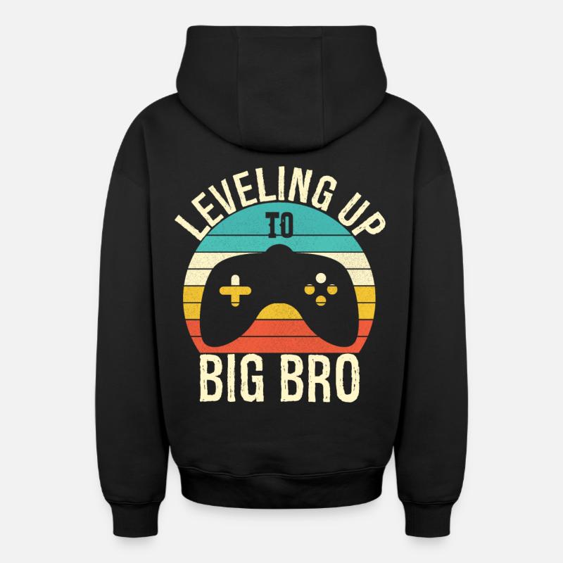 Leveling up to Big Bro - Sweat à capuche unisexe zippé oversize épais SPREAD - noir