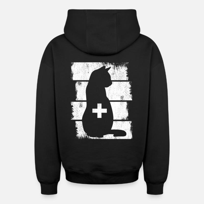 Vétérinaire chat - Sweat à capuche unisexe zippé oversize épais SPREAD - noir