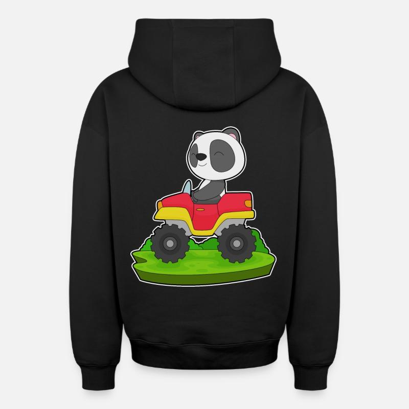 Voiture Panda - Sweat à capuche unisexe zippé oversize épais SPREAD - noir