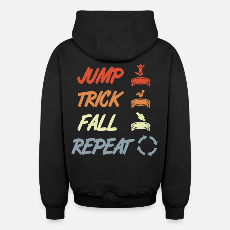 Trampoline Techniques - Sweat à capuche unisexe zippé oversize épais SPREAD - noir
