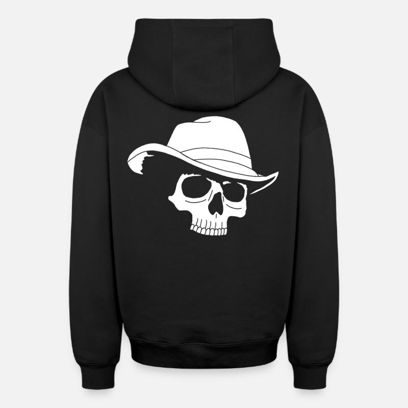 Crâne de cowboy - Sweat à capuche unisexe zippé oversize épais SPREAD - noir