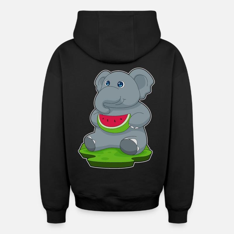 Pastèque éléphant - Sweat à capuche unisexe zippé oversize épais SPREAD - noir
