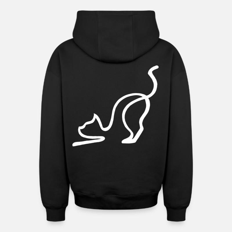 Esquisse du chat blanc - Sweat à capuche unisexe zippé oversize épais SPREAD - noir