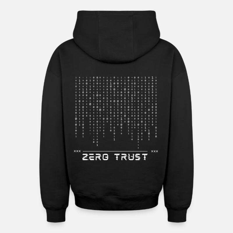 Code binaire Zero Trust - Sweat à capuche unisexe zippé oversize épais SPREAD - noir