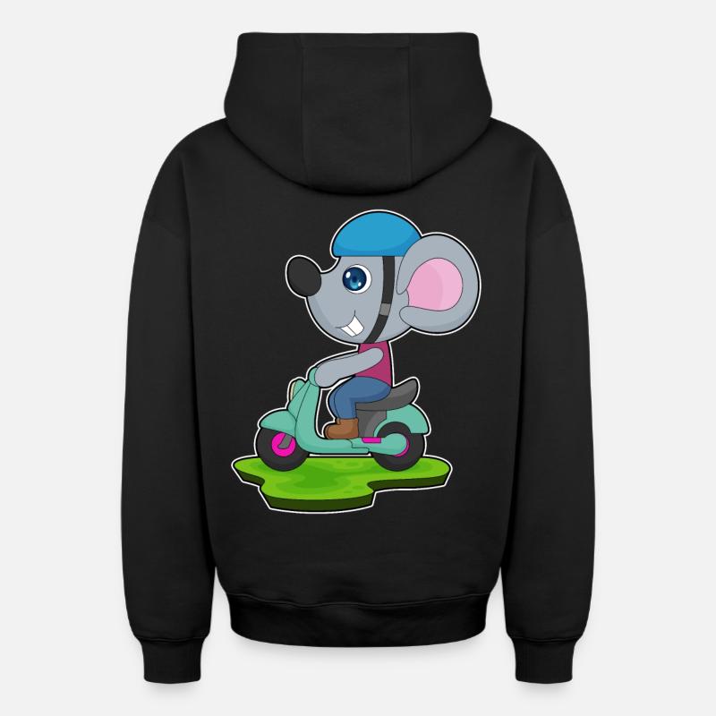 Souris Moto - Sweat à capuche unisexe zippé oversize épais SPREAD - noir