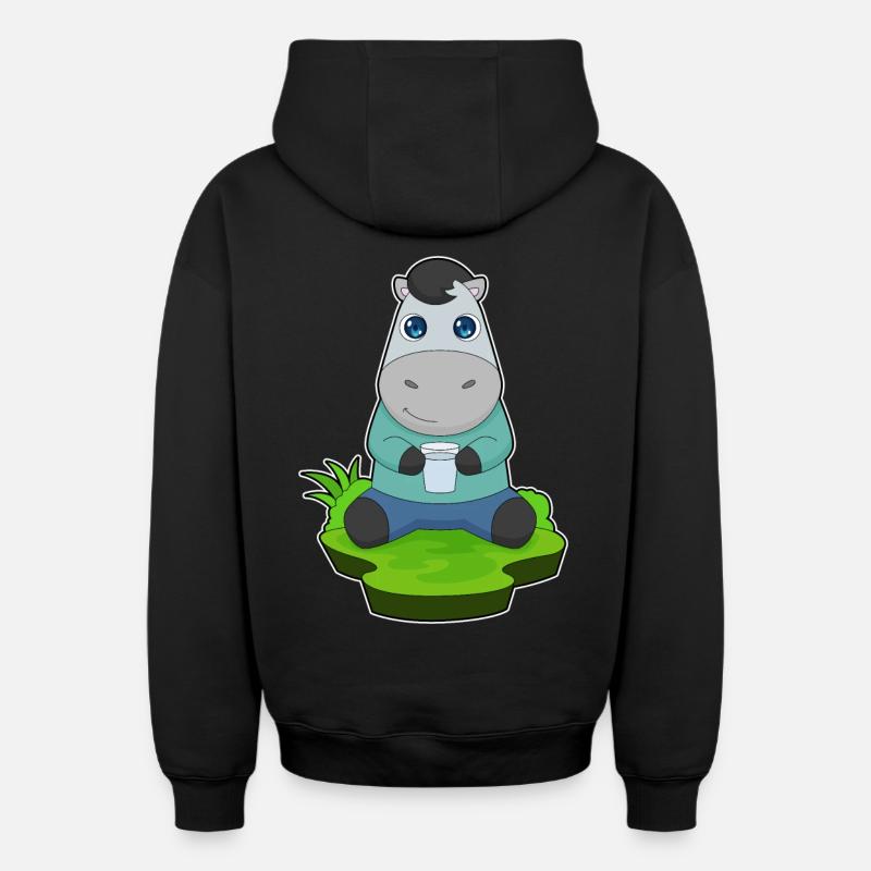 Tasse d’eau de cheval - Sweat à capuche unisexe zippé oversize épais SPREAD - noir
