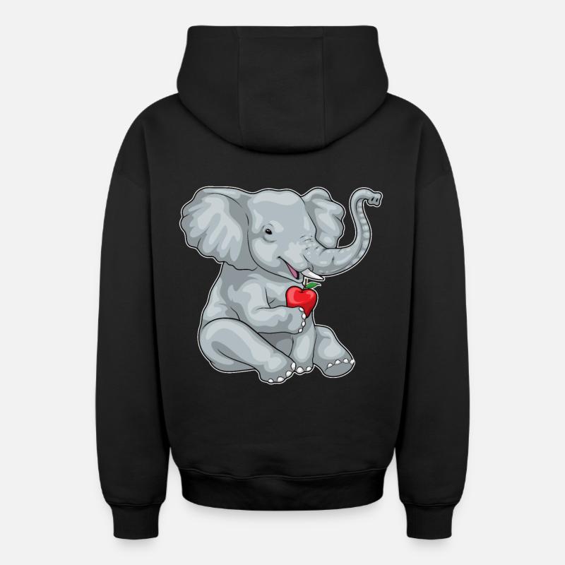 Pomme éléphant - Sweat à capuche unisexe zippé oversize épais SPREAD - noir