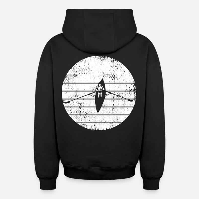 Dessin de bateau à rames - Sweat à capuche unisexe zippé oversize épais SPREAD - noir