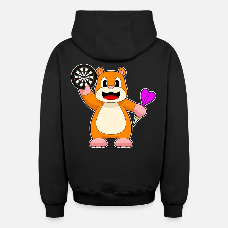 Cible de fléchettes de hamster - Sweat à capuche unisexe zippé oversize épais SPREAD - noir