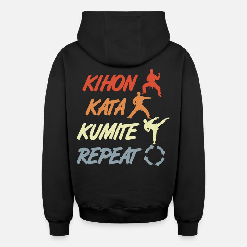 Piliers du karaté - Sweat à capuche unisexe zippé oversize épais SPREAD - noir