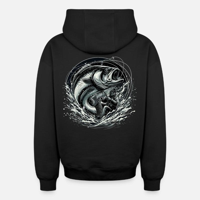 Pêcheur pêcheur dynamique cadeau - Sweat à capuche unisexe zippé oversize épais SPREAD - noir