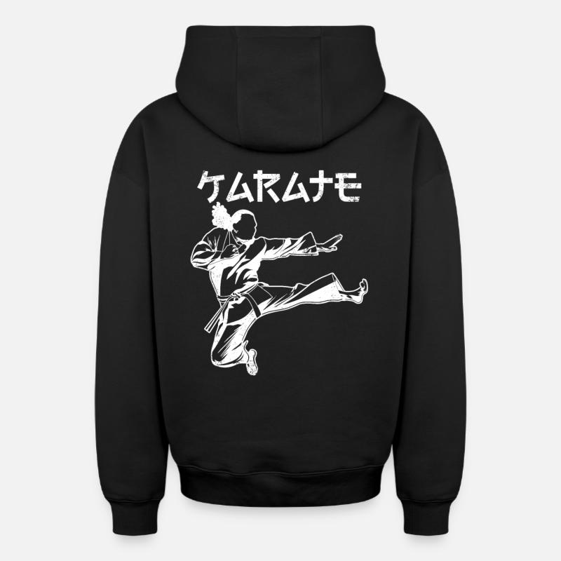 Karatéka - Sweat à capuche unisexe zippé oversize épais SPREAD - noir