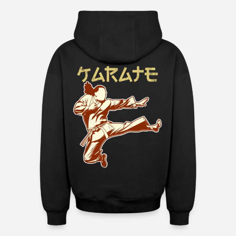 Karatéka - Sweat à capuche unisexe zippé oversize épais SPREAD - noir