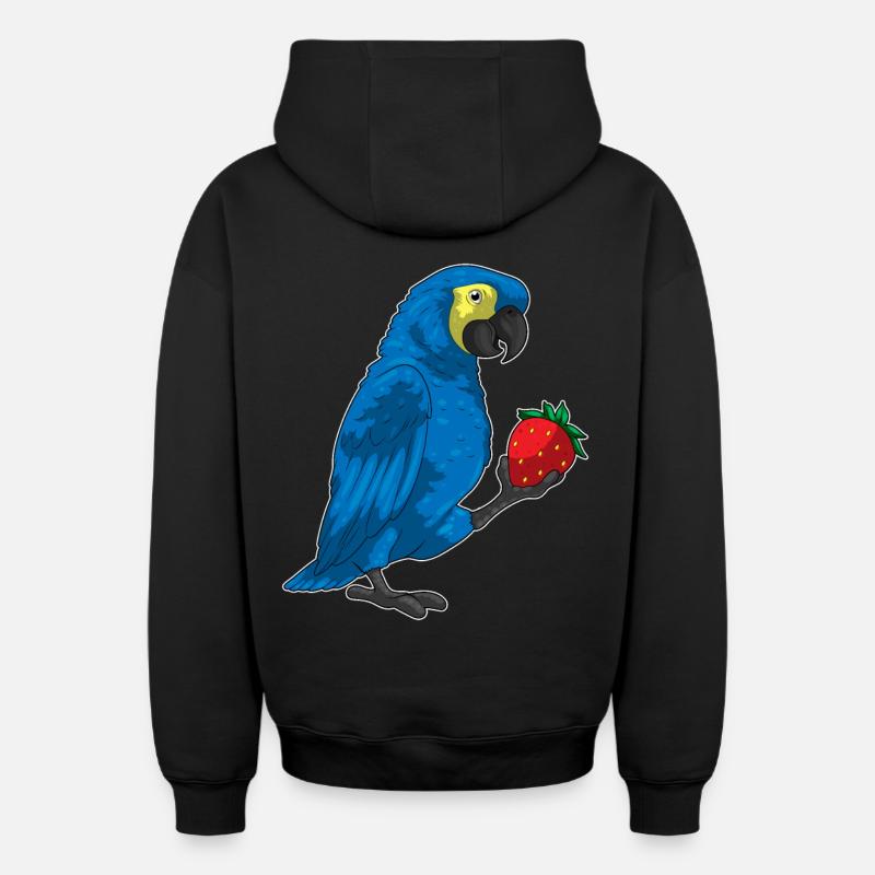 Perroquet Fraise Fruit - Sweat à capuche unisexe zippé oversize épais SPREAD - noir