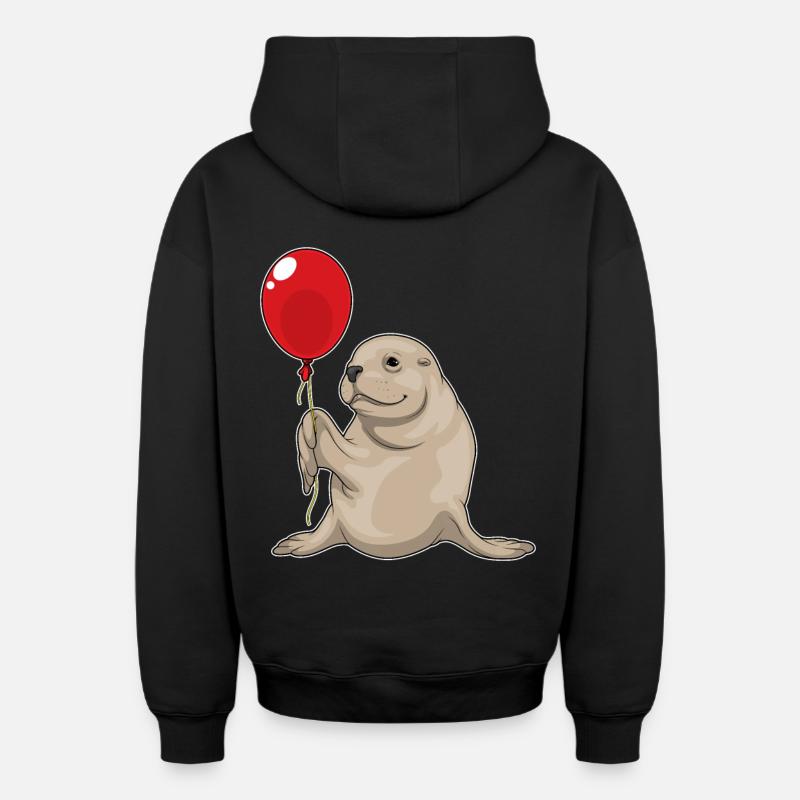 Ballon de phoque - Sweat à capuche unisexe zippé oversize épais SPREAD - noir