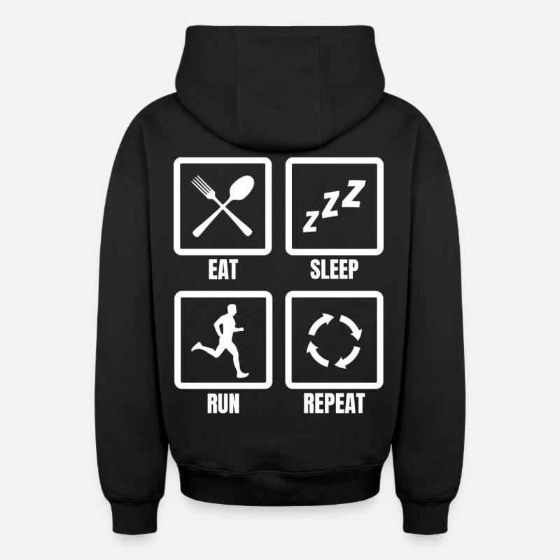 Läufer Routine - Oversized Heavyweight Unisex Zip Hoodie - Schwarz