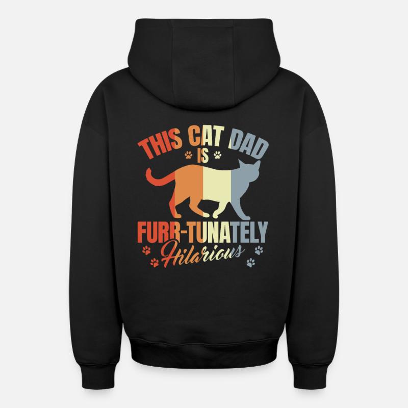 Papa chat - Sweat à capuche unisexe zippé oversize épais SPREAD - noir