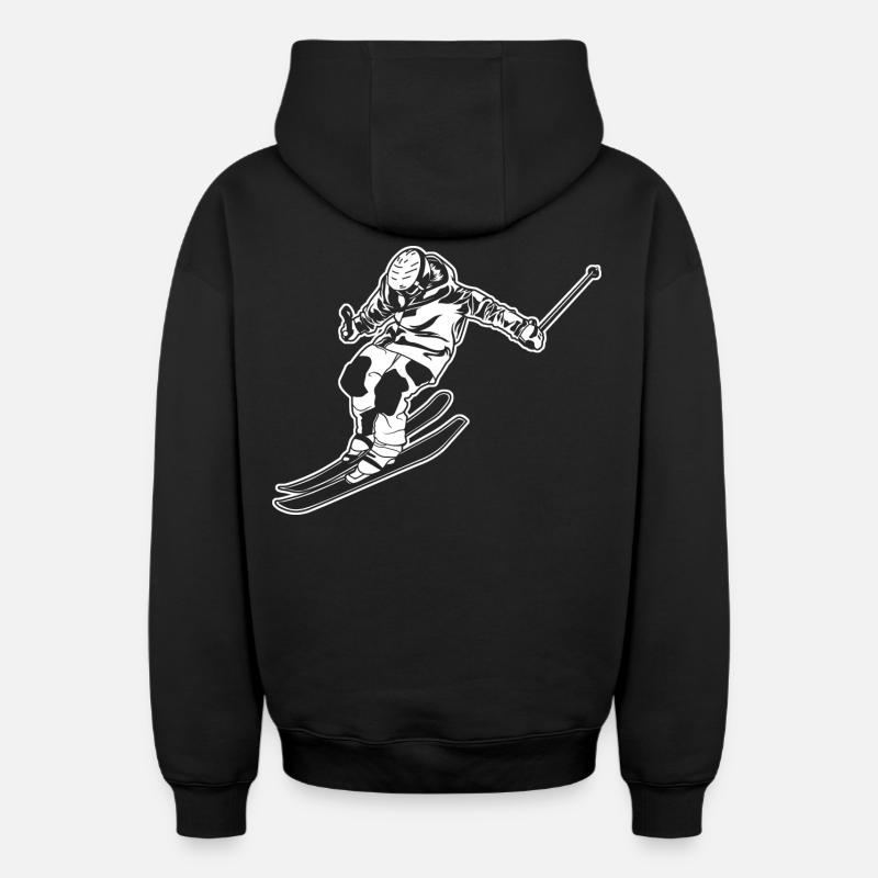 Skieur - Sweat à capuche unisexe zippé oversize épais SPREAD - noir
