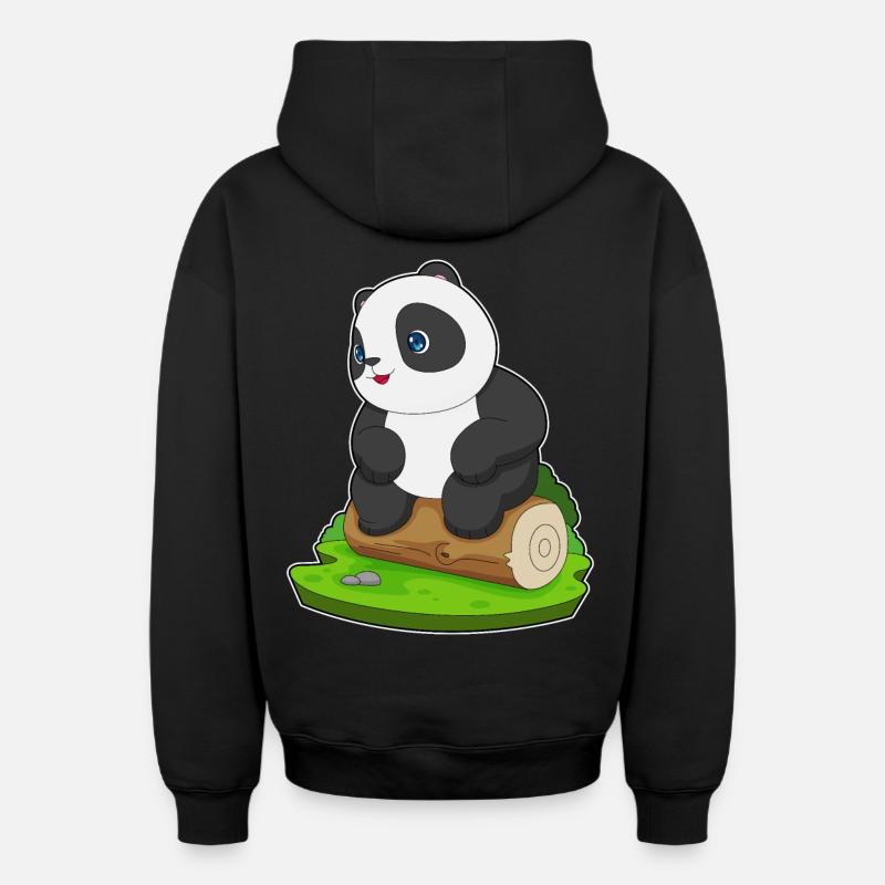 Tronc d’arbre de panda - Sweat à capuche unisexe zippé oversize épais SPREAD - noir
