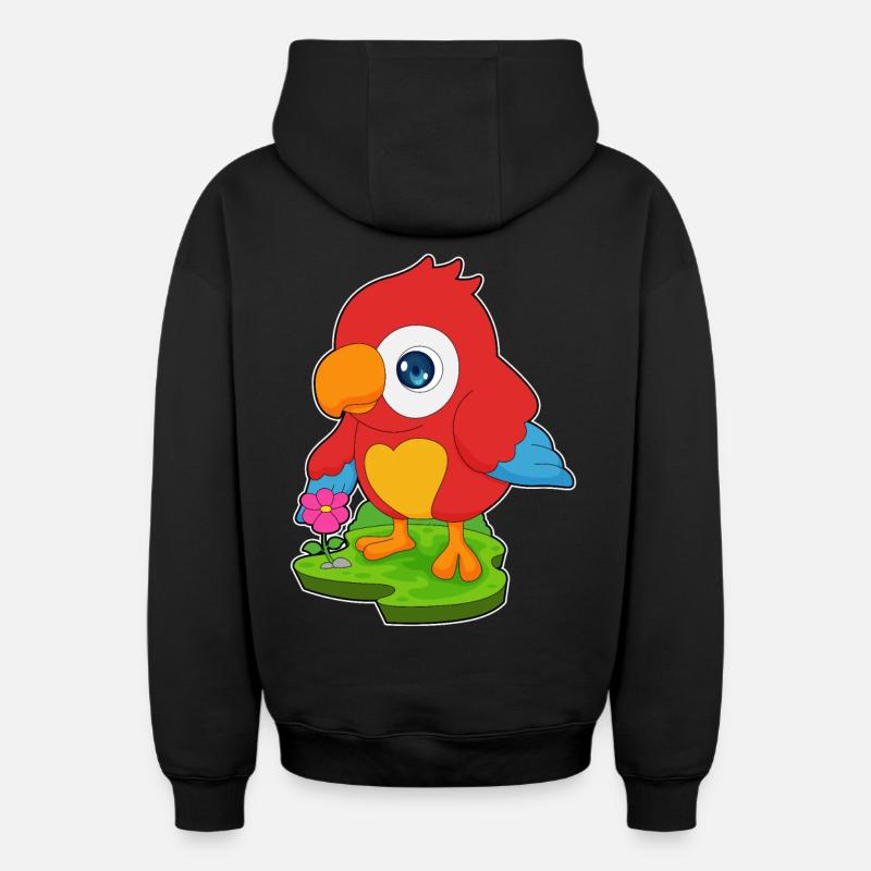 Fleur de perroquet - Sweat à capuche unisexe zippé oversize épais SPREAD - noir