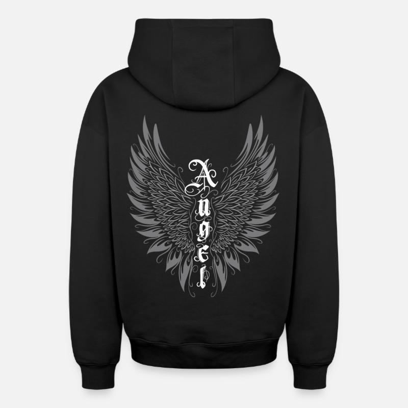 Ange ailé Ange ailé - Sweat à capuche unisexe zippé oversize épais SPREAD - noir