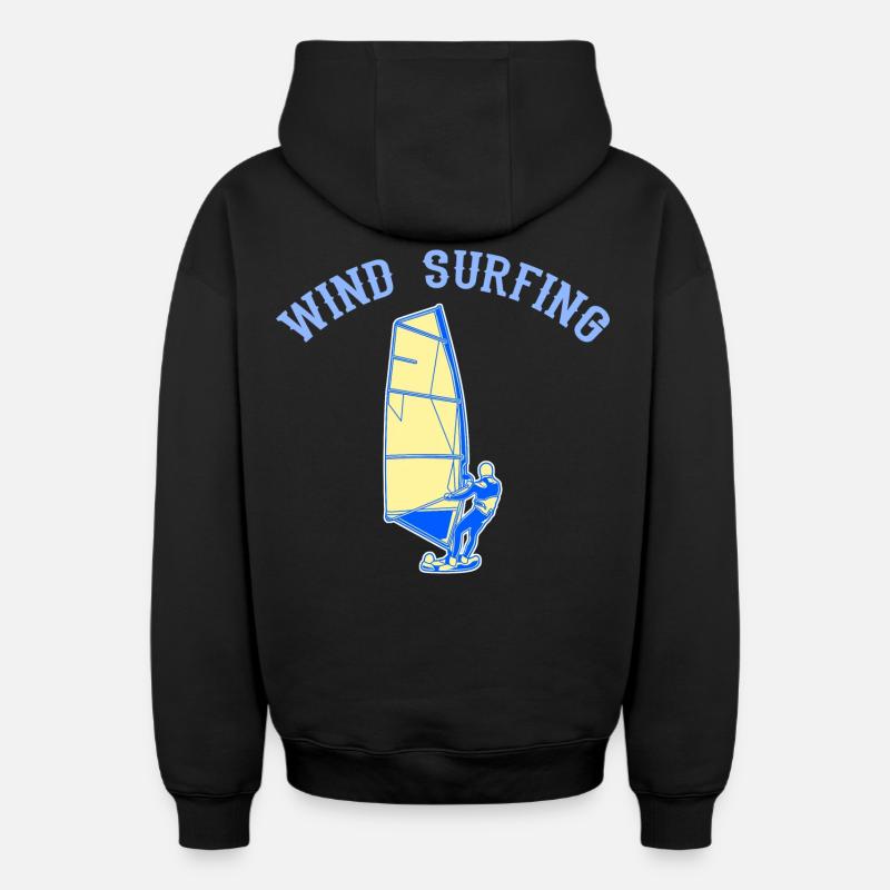 Planche à voile - Sweat à capuche unisexe zippé oversize épais SPREAD - noir