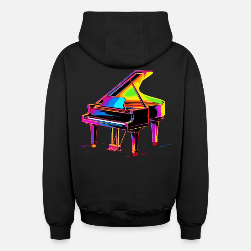 Aile Retrowave - Sweat à capuche unisexe zippé oversize épais SPREAD - noir