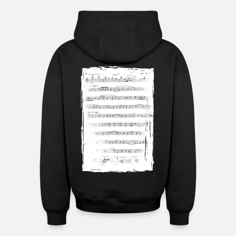 Partition de musique - Sweat à capuche unisexe zippé oversize épais SPREAD - noir