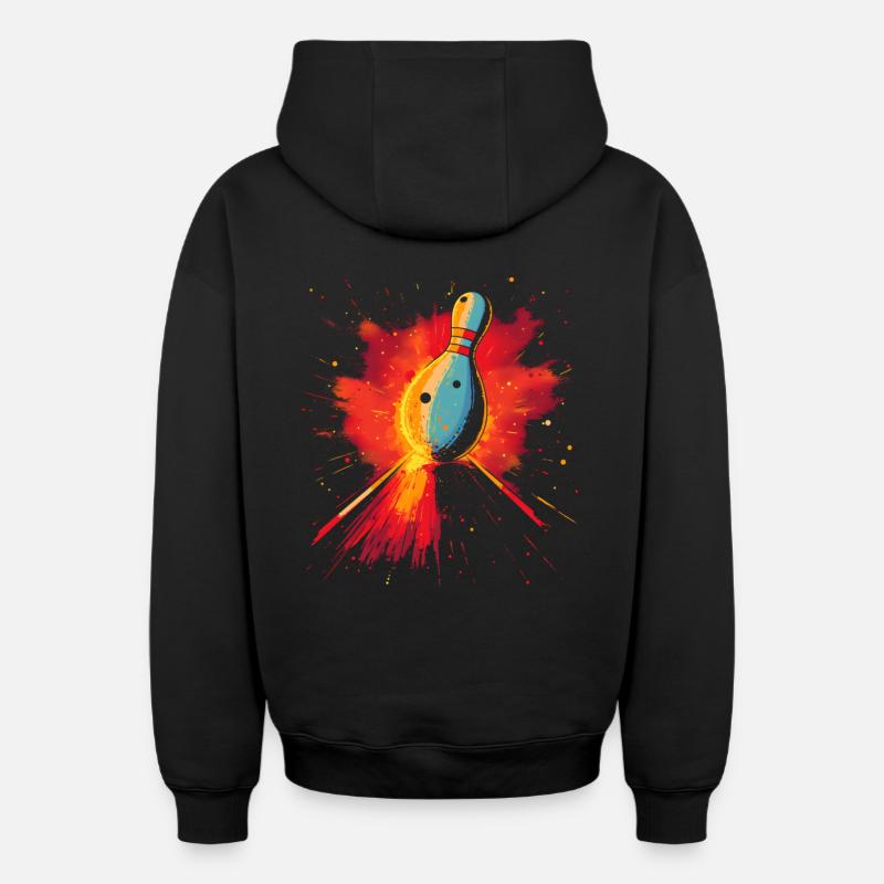 Bowling Retrowave - Sweat à capuche unisexe zippé oversize épais SPREAD - noir
