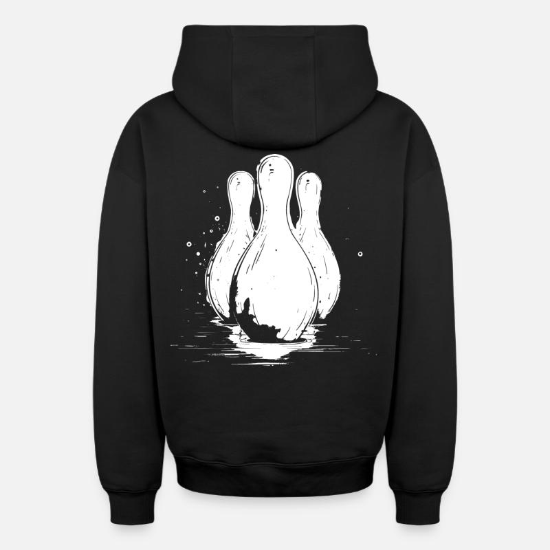 Graphismes de bowling - Sweat à capuche unisexe zippé oversize épais SPREAD - noir