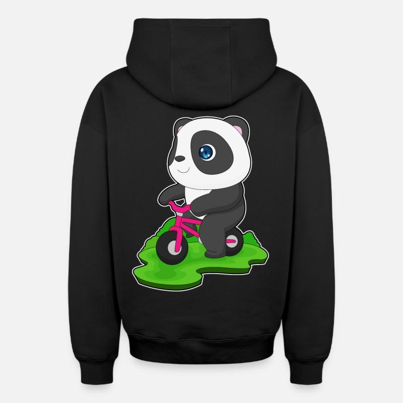 Vélo Panda - Sweat à capuche unisexe zippé oversize épais SPREAD - noir