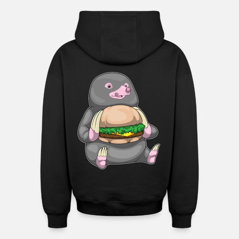 Burger de taupe - Sweat à capuche unisexe zippé oversize épais SPREAD - noir